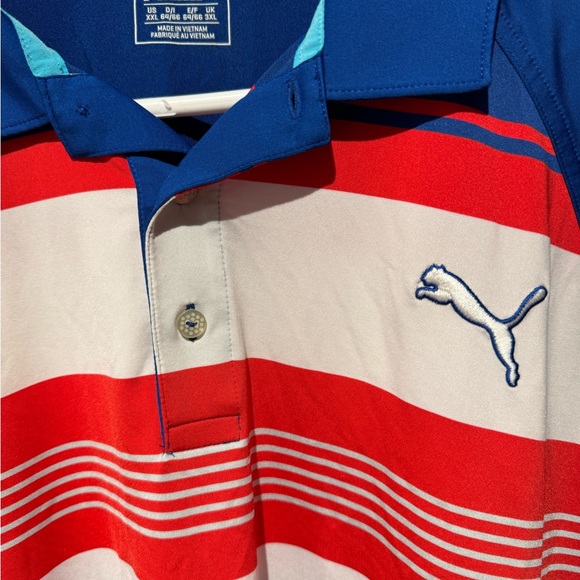 Puma Golf PWR Cool Red White and Blue Polo XXL - Picture 2 of 5